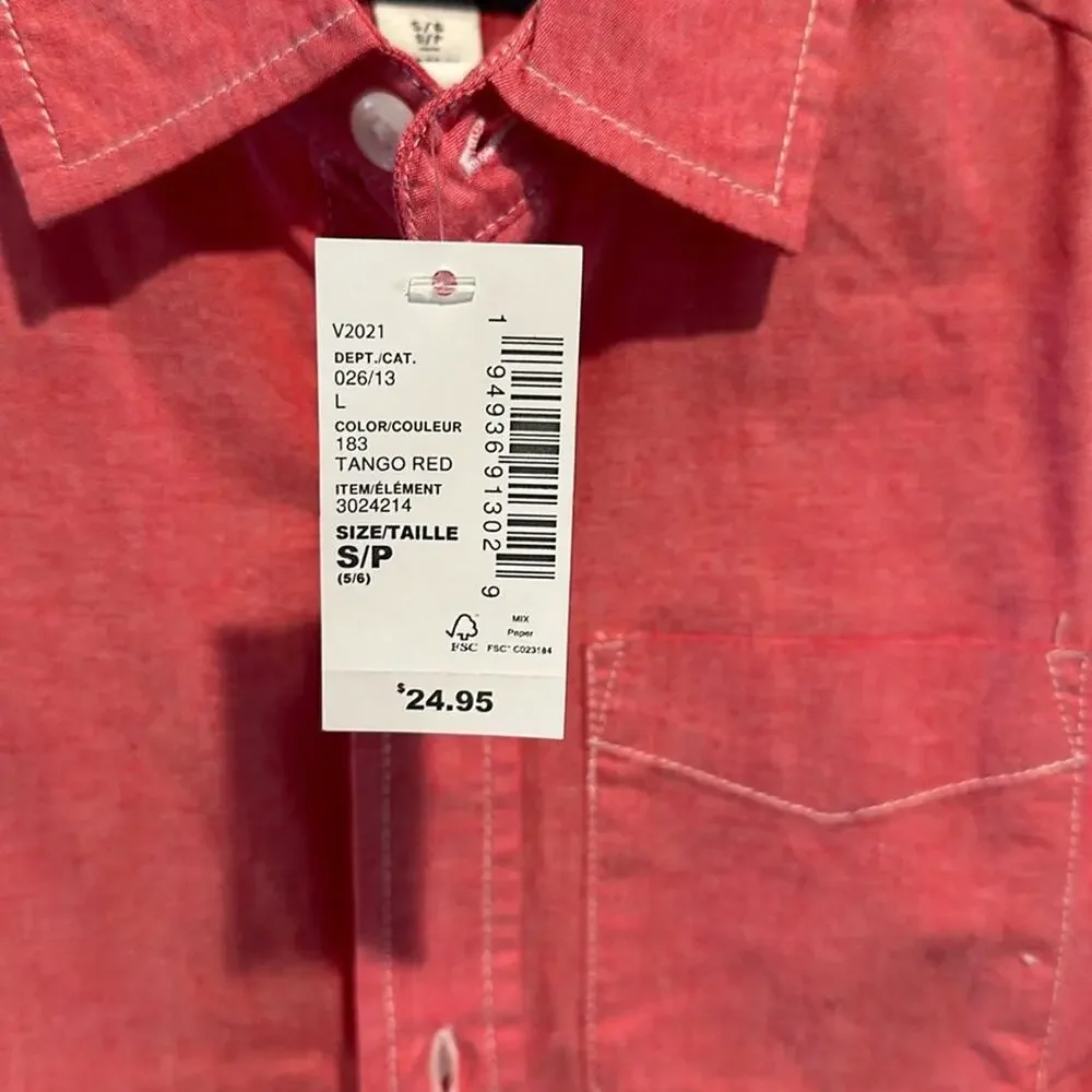 The‎ Children’s Place Boy’s Small Red Poplin Button Down Shirt